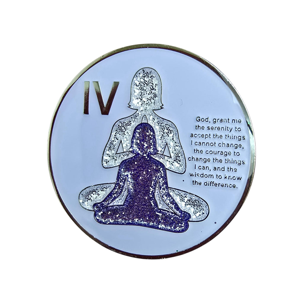 4 Year Sobriety Chip: Serenity and Strength. Four Year AA Coin