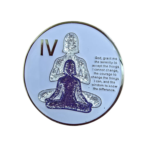 4 Year Sobriety Chip: Serenity and Strength. Four Year AA Coin