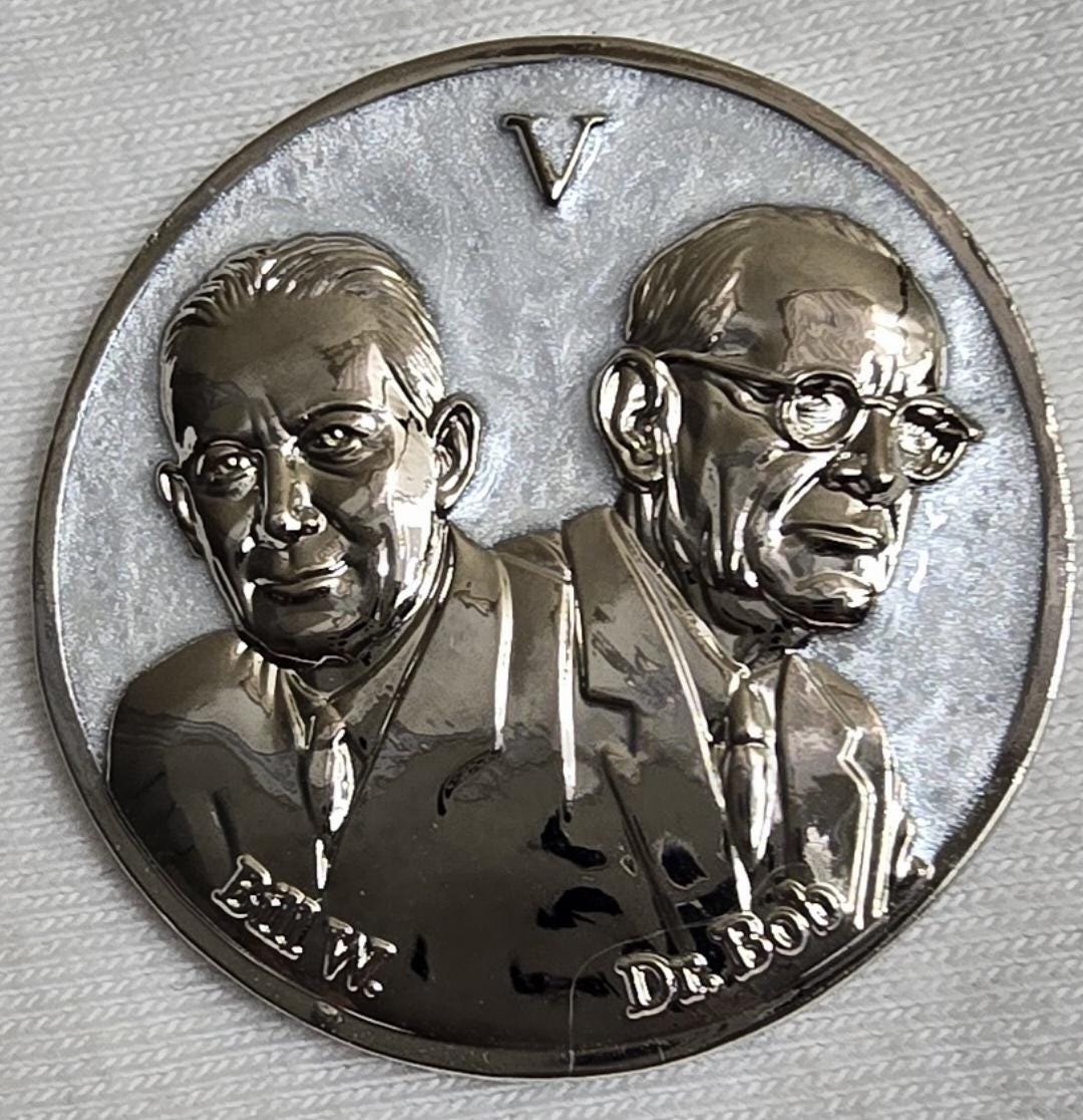 5 Year Sobriety Chip-  Founders Edition: Bill W and Dr Bob - Five Year AA Coin