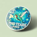 2 Year Sobriety Coin - Joy and Energy. Hummingbird - AA 2 years sober chip.