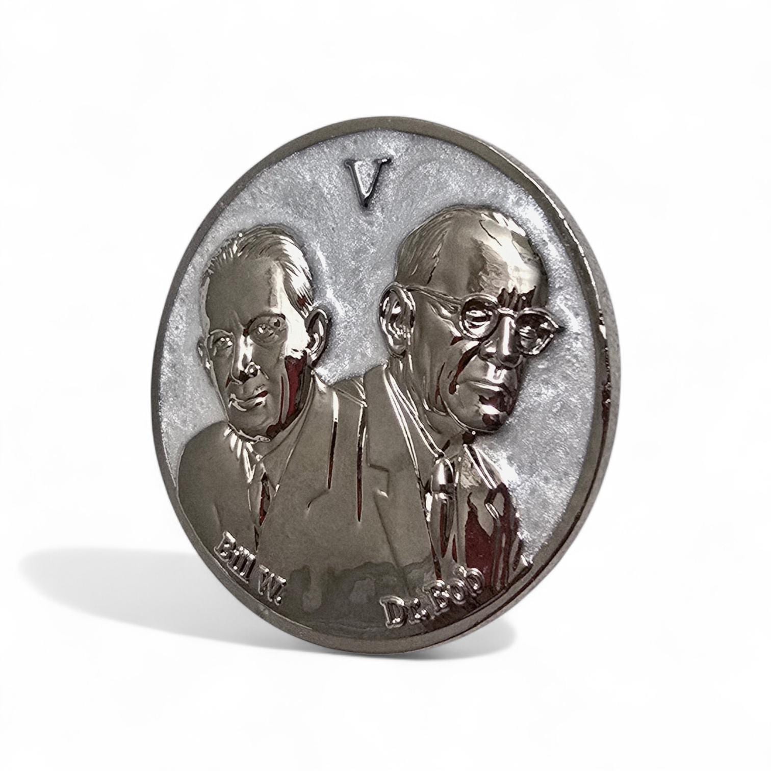 5 Year Sobriety Chip-  Founders Edition: Bill W and Dr Bob - Five Year AA Coin