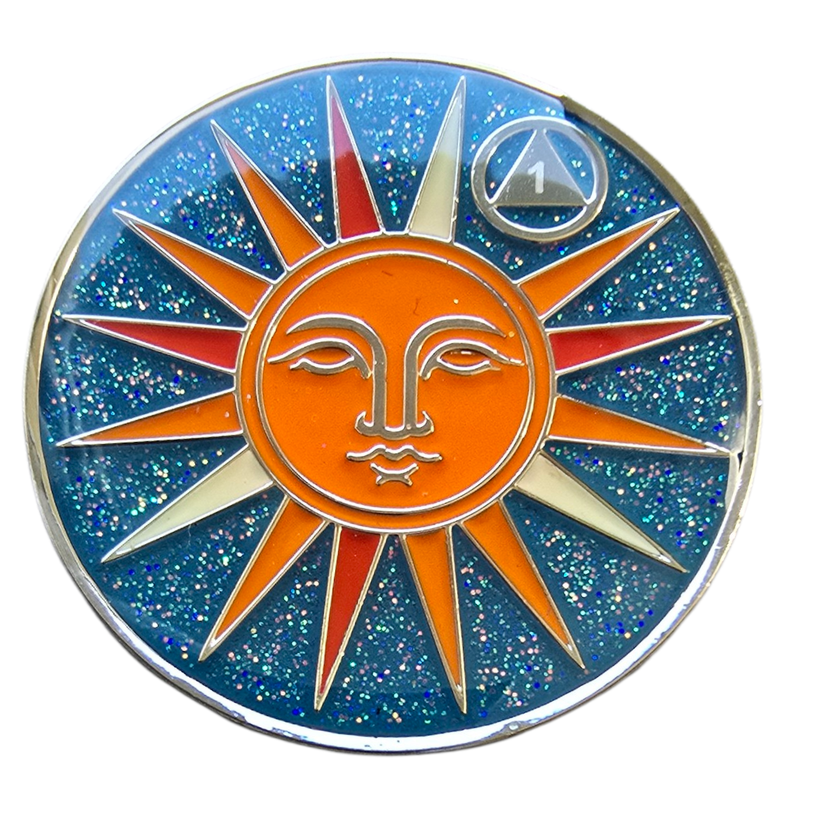1 - 15 Years Sun and Moon Sobriety Chip. One Day at a Time AA Medallion